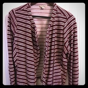 Red and white striped zip sweater